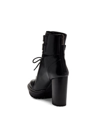 Vince Camuto Everna Black Leather Lace Up Lug Sole Block Heel Platform Bootie