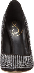 Sam Edelman Antonia Black Glitz Pointed Toe Slip On Spool Heel Fashion Pumps