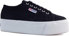 Superga Unisex Low-Top Sneakers Full Black Lace Up Platform Fashion Sneakers (6)