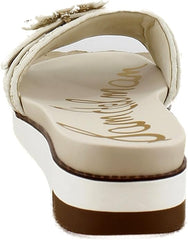 Sam Edelman Ariane Ivory/Natural Lace Open Toe Wedge Platform Leather Sandals