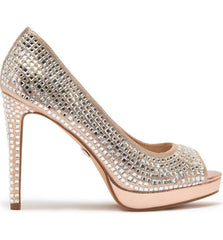 Lauren Lorraine Candie 12 Rhinestone Peep Toe Platform Wedding Prom Dress Pumps