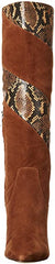 Sam Edelman Hai Brown Suede Snake Patch Mid Block Heel Knee High Dress Boots