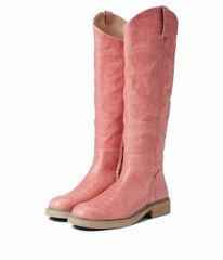 Sam Edelman Fable Cherry Leather Zipper Block Heel Round Toe Knee High Boots