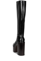 Jeffrey Campbell Chica Black Brown Stack Chunky Block Heel Knee High Boots
