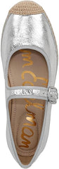 Sam Edelman Mackie Soft Silver Pointed Cap Toe Mary Jane Espadrille Loafers