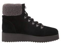 Sam Edelman Franc Black Lace-up Rounded Toe Hiker Platform Lace Up Ankle Boots