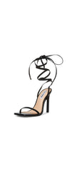 Steve Madden Uplift Black Leather Tie Up Square Toe Ankle Wrap Dress Sandal