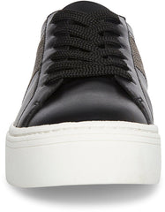 Steve Madden Swept Black Lace Up Rounded Closed Toe Platform Fashion Sneakers