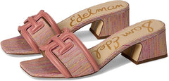 Sam Edelman Waylon Pink Lily Slip On Squared Open Toe Mule Block Heeled Sandals