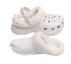 Crystal High Increase Plush Lining Memory Foam Cotton Thick Sole Clog slippers 8