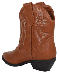 Soda Rigging-S Cognac Pull On Pointed Close Toe Cowgirl Western Ankle Boot