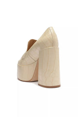 Schutz Viola Egg Shell Crocodile-Embossed Block High-Heeled Platforms Pumps
