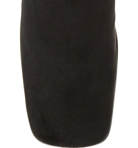 Jeffrey Campbell HOTLAVA-K2 Black Suede Block Heel Squared Toe Knee High Boots