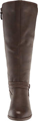 Dr. Scholl's Liberate Chestnut Synthetic Almond Toe Stacked Heel Knee High Boots