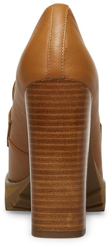 Steve Madden Odette Tan Leather Slip On Rounded Toe Platform Loafer Pumps