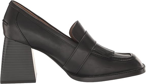 Sam Edelman Quinly Black Leather Slip On Squared Toe Block Heeled Dress Pumps