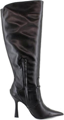 Sam Edelman Elia Black Leather Wide Calf Pointed Toe Stiletto Heeled Tall Boots