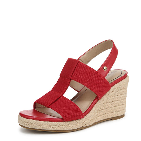 LifeStride Tallulah Red Fashion Slingback Open Toe Casual Espadrille Wedge Sandals