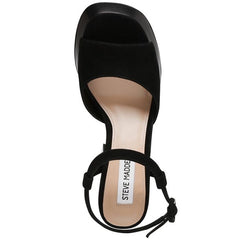 Steve Madden Inclusive Platform Ankle Strap Heeled Sandals Black Suede