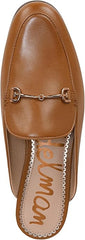 Sam Edelman Linnie Saddle Leather Chain Embellished Slip On Almond Toe Flat Mule
