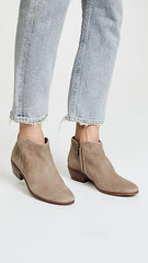 Sam Edelman Petty Putty Suede Rounded Toe Stacked Block Heel Ankle Booties Wide