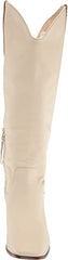 Sam Edelman Britten Ivory Squared Toe Block Heel Leather Knee High Western Boots