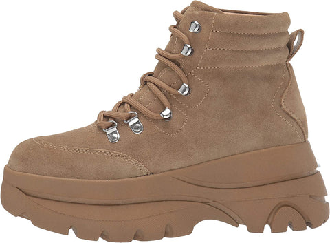 Steve Madden Husky Tan Suede Round-toe Platform Sneakers Ankle Boot