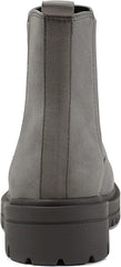 Soda Pilot Grey Nubuck Pull On Rounded Toe Chunky Platform Block Heel Wide Boots