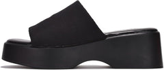 Cape Robbin Charges Black Slip On Squared Open Toe Platform Wedge Heeled Sandals