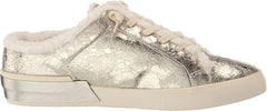 Dolce Vita Zantel Platinum Distressed Leather Lace Up Faux Fur Low Top Sneakers