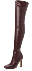 Steve Madden Prowl Burgundy Pull On Squared Close Toe Over The Knee Boot