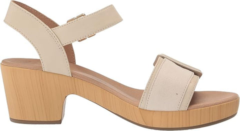 Dr. Scholl's Felicity Seashell Beige Ankle Strap Block Heeled Open Toe Sandals