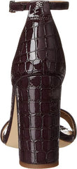 Sam Edelman Yaro Eggplant Ankle Strap Open Round Toe Block High Heel Wide Sandal