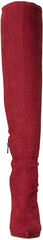 Jessica Simpson Vallrie High Heel Over The Knee Pointed Toe Boots Red Suede
