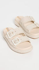 Sam Edelman Kenzie 2 Natural Buckle Straps Slip On Open Toe Platform Slides