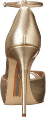 Sam Edelman Florencia Gold Peep Toe Buckled Ankle Strap High Heel Pumps
