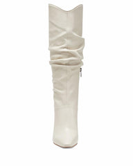 Vince Camuto Armonda White Cream Pointed Toe Wrapped KNee High Heel Boot