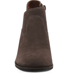 Lucky Brand Zollie Brown Suede Almond Toe Falcon Low Cut Leather Ankle Booties