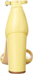 Sam Edelman Yaro Butter Yellow Block Heel Ankle Strap Open Toe Heeled Sandals