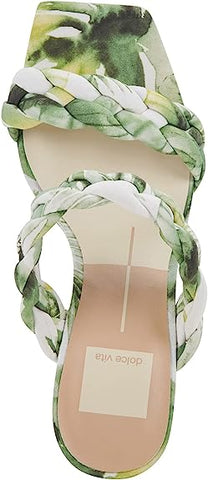Dolce Vita Paily Khaki Palm Green Braided Straps Open Toe Block Heeled Sandals