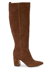Sam Edelman Hai Nut Brown Mid Block Heel Pointed Toe Knee High Dress Boots