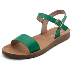 Herstyle Womens Monday Open Toes One Band Ankle Strap Flat Sandals