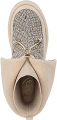 Sam Edelman Olin Ivory Fabric Sock Fur Pull On Platform Snow Bootie Ankle Boots