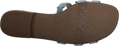 Sam Edelman Bay Montrose Blue Denim Slip On Rounded Open Toe Leather Strap Sandals