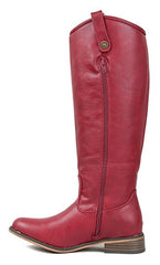 Breckelle's Rider-18 Womens Red Vegan Leather Riding Boots (5.5)