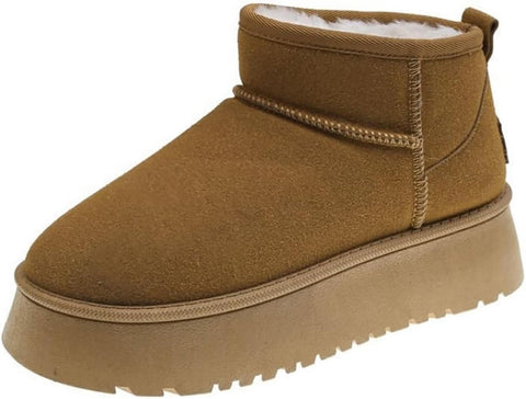 NOALED Cozy Chestnut Fashion Pull On Faux Fur Platform Winter Ankle Boots 41