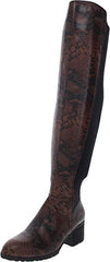 Charles David Reason Dark Brown Snake Print Almond Toe Over The Knee Boots