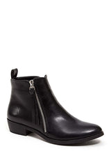 French Blu Zippy Black Pu Vegan Leather Side Zip Basel Lucky Ankle Bootie