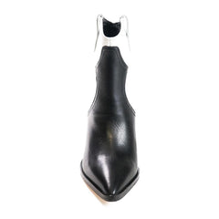 Cecelia New York KIMBAL Boots Black White Pointed Western Cowboy Ankle Booties