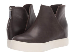 JSlides Women's Shea Slip-On Wedge Platform Sneaker Boot Grey Leather Bootie